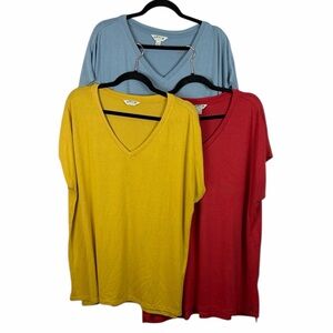 Orvis V-Neck Tee Bundle XXL Blue Yellow Red Soft Stretch Casual Tops